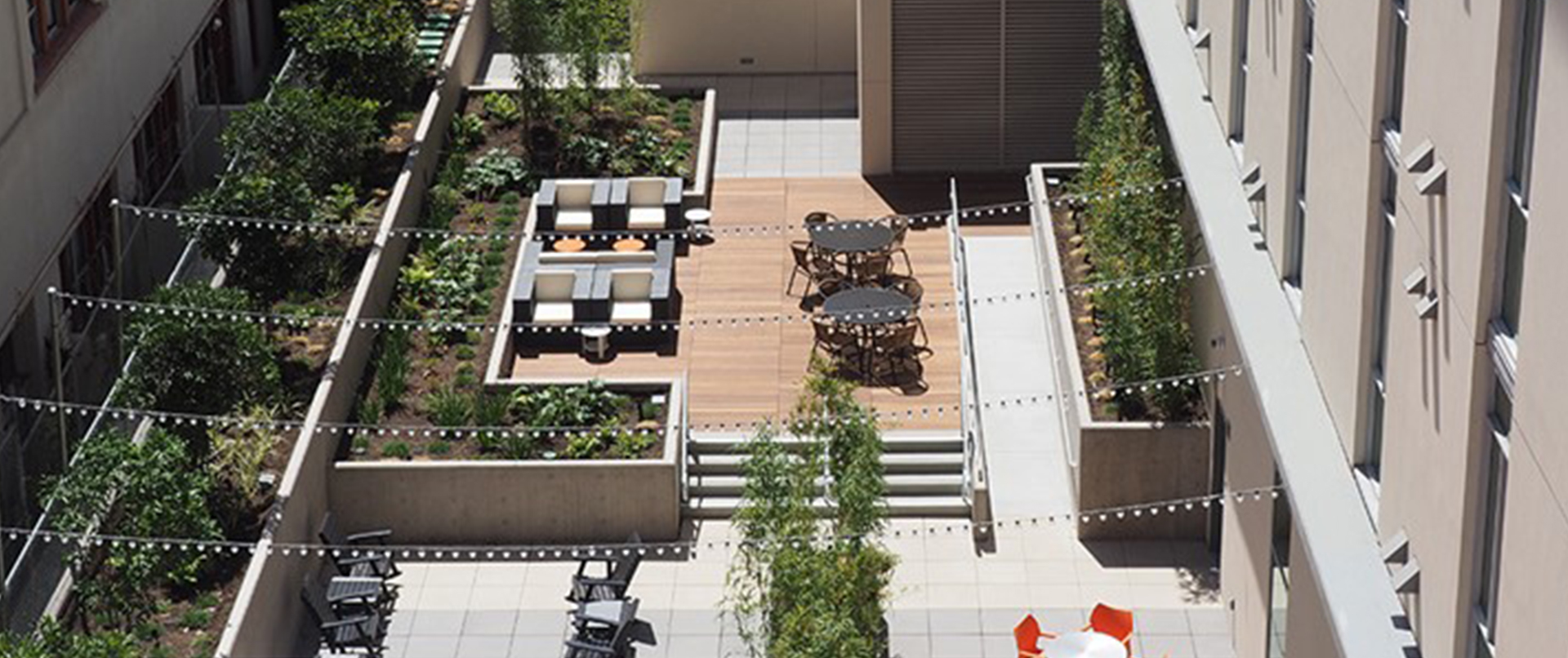 biophilic design for rooftop deck in apartment community